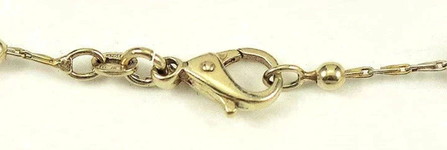 Handsomely Made Sterling Silver with Gold Wash Beaded Necklace from Italy