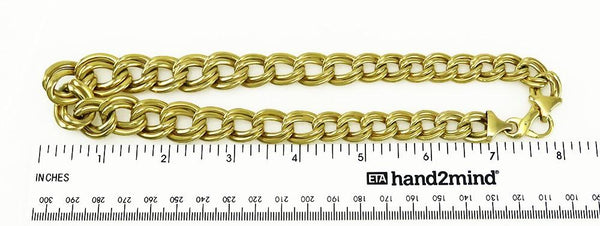 High End Italian 14K Yellow Gold Graduated Double Chain Link Necklace