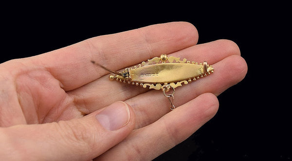 Gorgeous English 15k Yellow Gold Tiered Pin Pendant Etruscan Revival Wirework