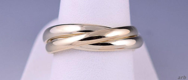 Pretty 8K Multi-Tone Gold Rolling "Trinity" Ring Size 8.75