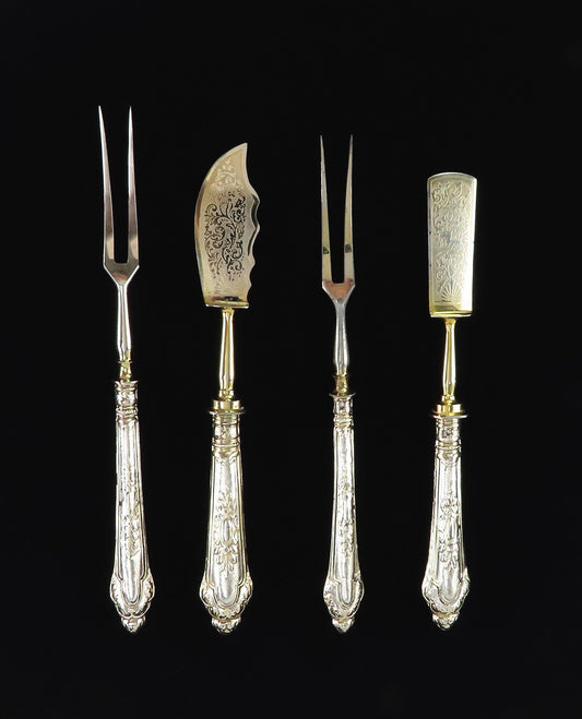 Beautiful Set 4 Silver Handled Servers Turn of the Century w/ Original Box