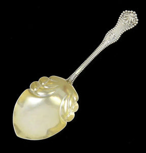 Antique c1900 Sterling Silver Dominick & Haff Charles II Gilt Bowl Serving Spoon