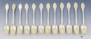 12 Antique c1900 French Gilt 800 Silver Coffee 5 O'clock Spoons 5 1/2"
