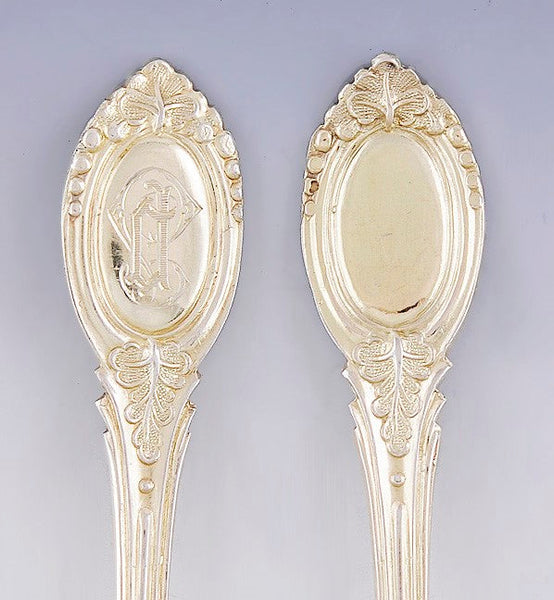 12 Antique c1900 French Gilt 800 Silver Coffee 5 O'clock Spoons 5 1/2"