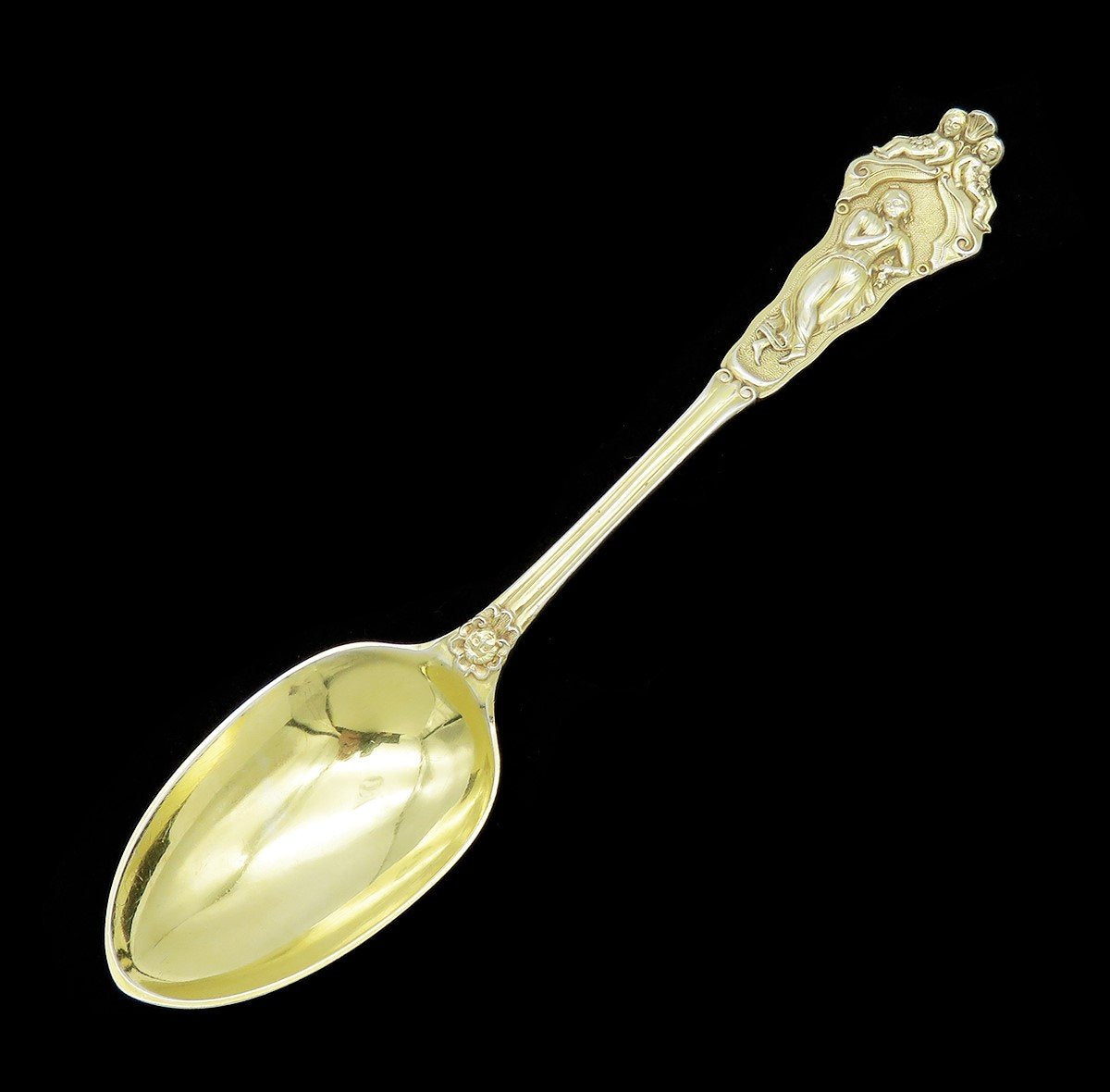 Stunning English Sterling Silver Gilded Spoon Greco-Roman Figures 1873