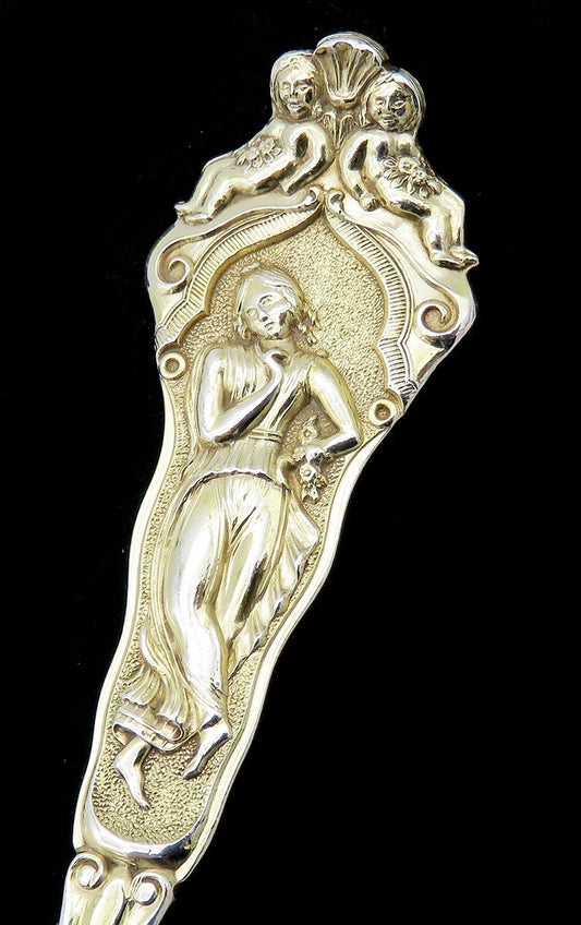 Stunning English Sterling Silver Gilded Spoon Greco-Roman Figures 1873