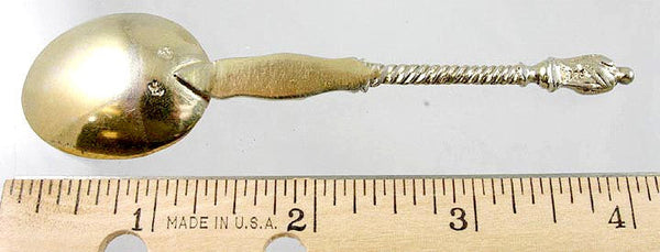 5 Antique 19th Century Gilt Silver Apostle Saint Spoons 4 1/8"