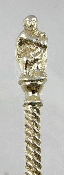 5 Antique 19th Century Gilt Silver Apostle Saint Spoons 4 1/8"