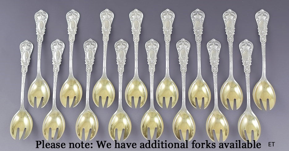Fine set 4 Durgin Sterling Silver Empire Ice Cream Forks / Sporks