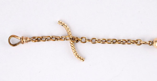 Excellent American Victorian Antique 1870s-80s Gold Filled Watch Fob, 6 3/4"