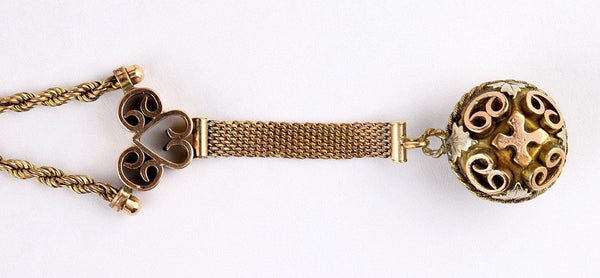 Excellent American Victorian Antique 1870s-80s Gold Filled Watch Fob, 6 3/4"