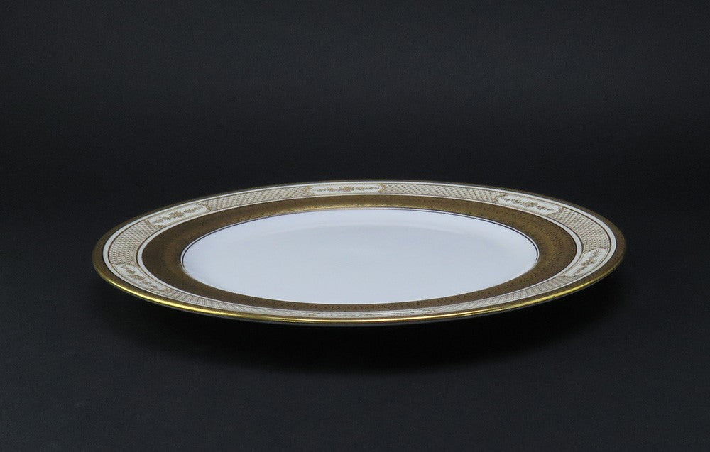 Impressive set 12 Antique Royal Doulton Tiffany Gilt Rim Dinner Plates 10 1/2"