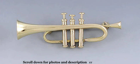 14k Gold Trumpet Pin/Brooch w/Moving Buttons