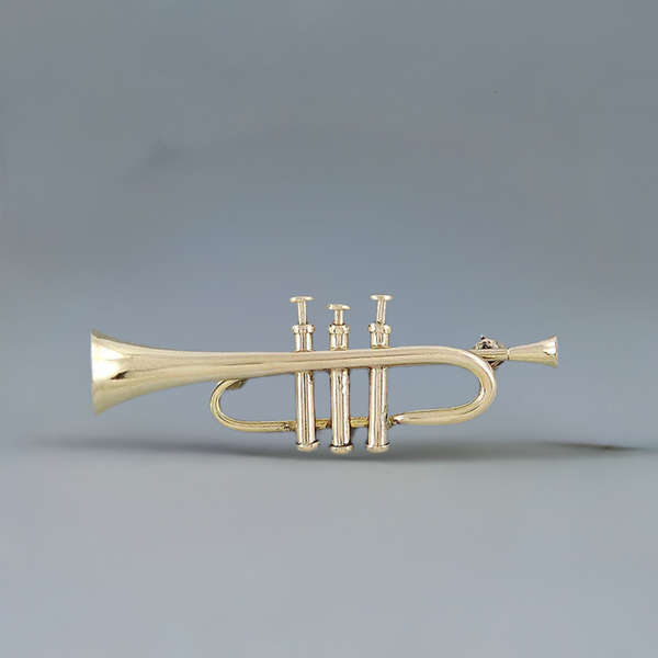14k Gold Trumpet Pin/Brooch w/Moving Buttons