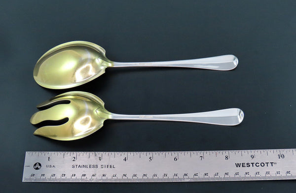 Fine Gorham Jefferson Sterling Silver Salad Serving Pair Gilded End No Mono