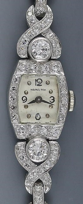 Hamilton Platinum 14k Gold Platinum & Diamond Ladies’ Wristwatch