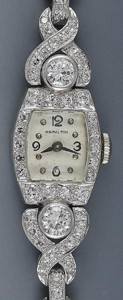 Hamilton Platinum 14k Gold Platinum & Diamond Ladies’ Wristwatch