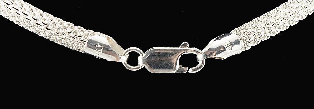 Gorgeous Modern Sterling Silver Snakelike Woven Chain Made by Milor, Italy