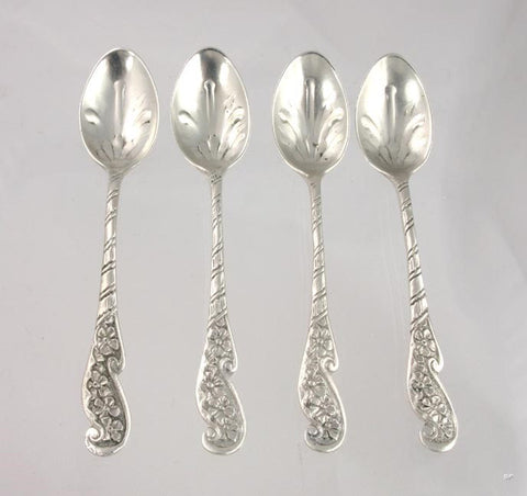 4 Unique Gorham Flower Floral Sterling Silver Salt Spoons