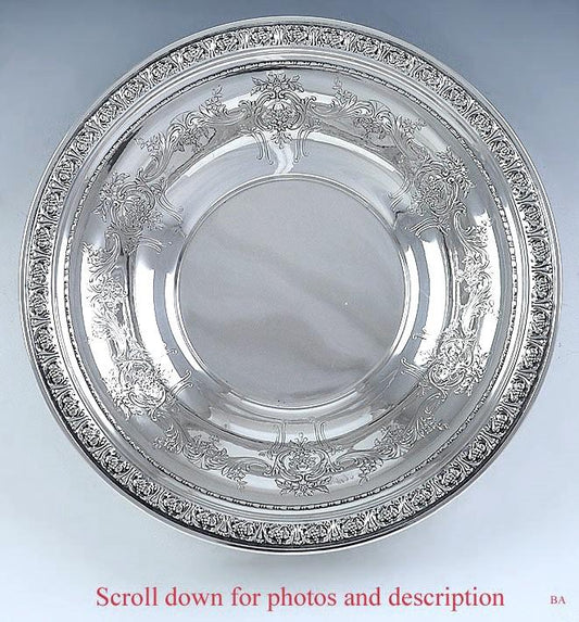 Vintage 1941 Gorham Sterling Silver Chased/Engraved Serving Centerpiece Bowl 10"