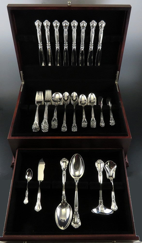 Fine Gorham Sterling Silver 70pc Chantilly Flatware Set Serves 8