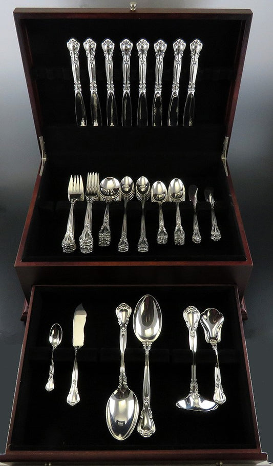 Fine Gorham Sterling Silver 70pc Chantilly Flatware Set Serves 8