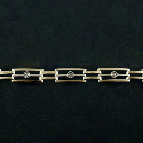 Nice Modern 14K Gold & Brilliant Diamond Bracelet