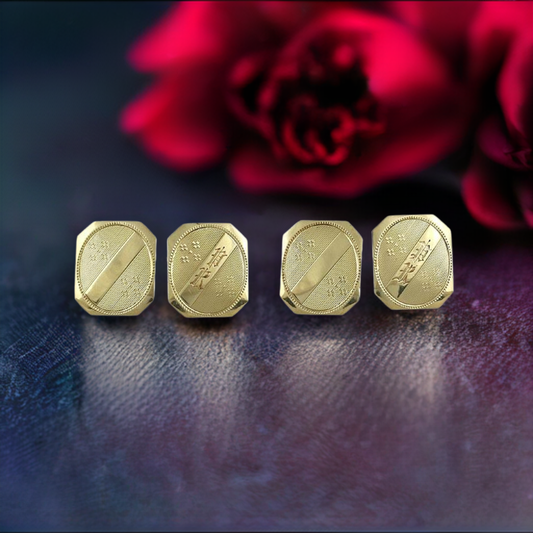 Antique Art Deco 14k Gold Engraved Octagonal Cufflinks Larter PK Mono
