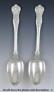 Quality Pair Victorian English Sterling Silver Serving Spoons Grapevine 1892
