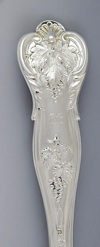 Quality Pair Victorian English Sterling Silver Serving Spoons Grapevine 1892