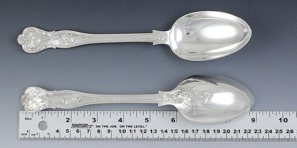 Quality Pair Victorian English Sterling Silver Serving Spoons Grapevine 1892