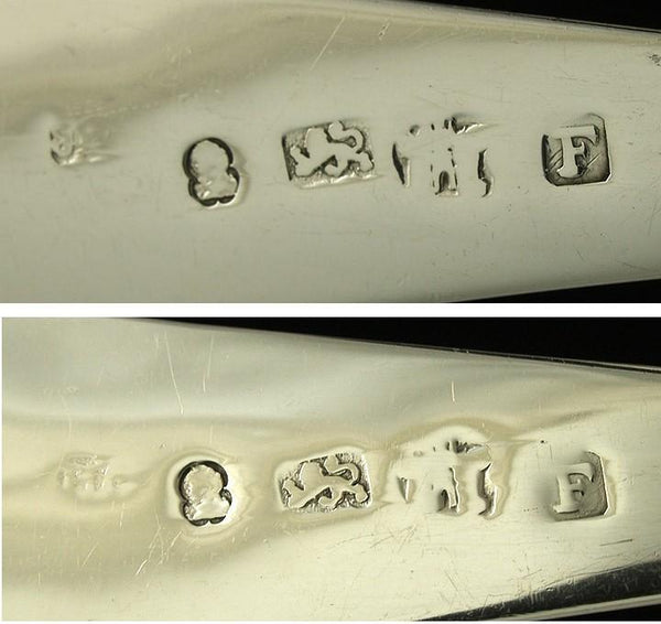 Antique 1802 English Gold Wash Sterling Silver Hand Chased Fruit Serving Spoons