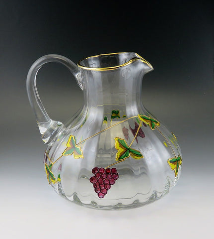 Beautiful Antique Art Nouveau Victorian Grape Clusters Vines Water Pitcher