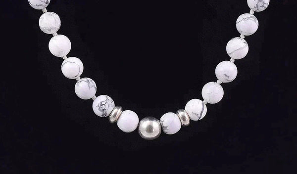 Sophisticated Modern Sterling Silver and White-Gray Agate Long Necklace