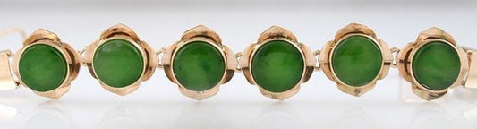 Well Made 18k Gold Nephrite Jade Bracelet C1950s