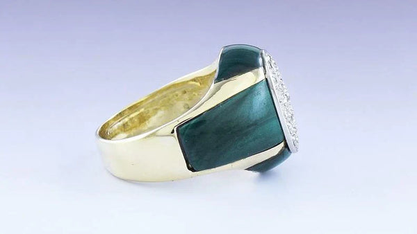 Stunning 18k Gold Diamond & Malachite Ring