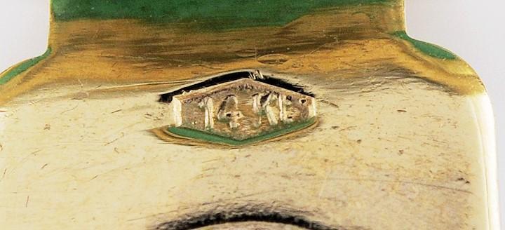 Classic Pair 14k Gold & Greco-Roman Intaglio Carved Green Onyx/Glass Cufflinks