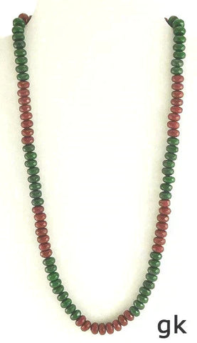 Pretty Genuine Faceted Green Red Dyed Quartz Beaded Necklace Toggle Clasp 21"