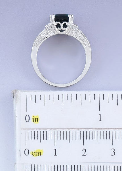 Beautiful 14k White Gold Diamond Lab Created Emerald Ring