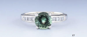 Lovely Designer B-Kho 18k White Gold Tourmaline & Diamond Ring sz 5 1/4