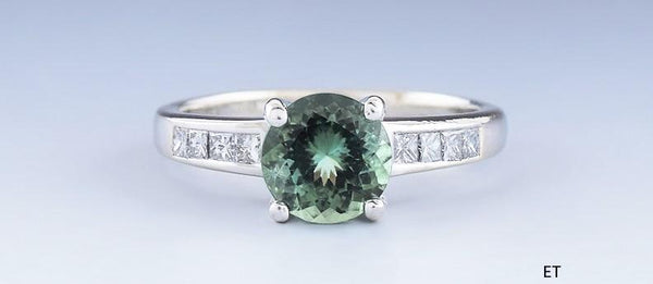 Lovely Designer B-Kho 18k White Gold Tourmaline & Diamond Ring sz 5 1/4