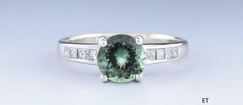 Lovely Designer B-Kho 18k White Gold Tourmaline & Diamond Ring sz 5 1/4