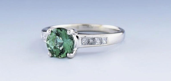 Lovely Designer B-Kho 18k White Gold Tourmaline & Diamond Ring sz 5 1/4