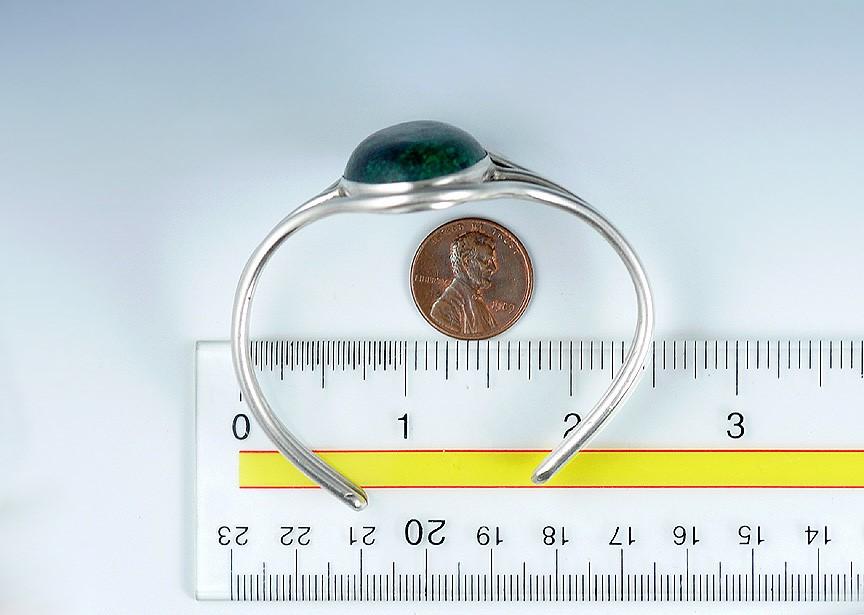 Triple Banded Silver Cuff Bracelet w/Large and Lovely Deep-Toned Eilat Stone