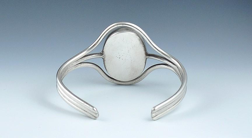 Triple Banded Silver Cuff Bracelet w/Large and Lovely Deep-Toned Eilat Stone
