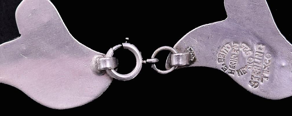 Fabulous Vintage Mexican Sterling Silver Turquoise Link Slip-on Bracelet 7 Inch