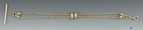 14k Gold Victorian Etruscan Revival Slide Watch Chain Greek Key Design