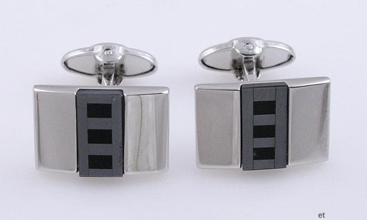 Sterling Silver Hematite Onyx Dolan Bullock Cufflinks