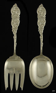 2pc Vintage Amston Gladstone Sterling Silver Salad Spoon Fork Serving Set