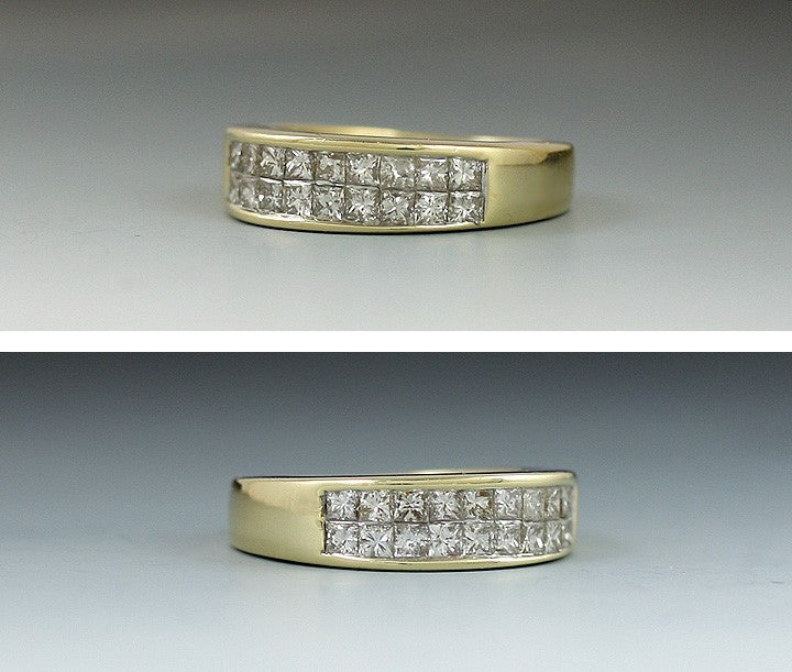 Fabulous 14K Yellow Gold Diamond Band Princess Cut Ring Size 5